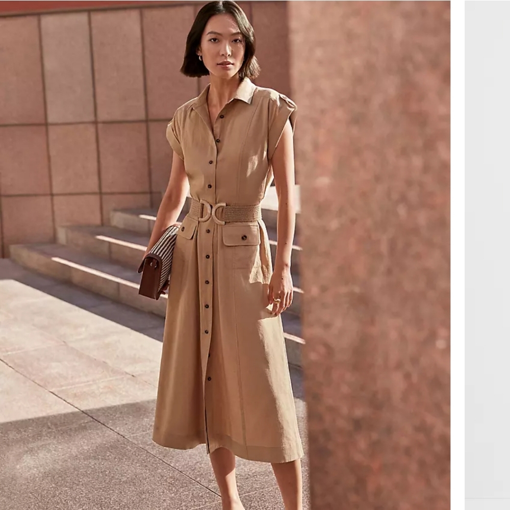 New Ann Taylor Linen blend midi dress 10P